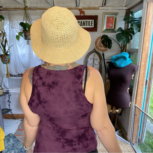 Beach Travel Cream / Tan Lightweight Packable 100% Paper Woven Wide Brim Hat - Picture 9 of 14